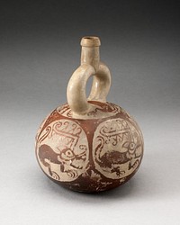 Stirrup Spout Vessel with Fineline Quadruped Motif by Moche