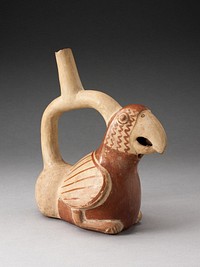 Handle Spout Vessel in Form of a Parrot by Moche