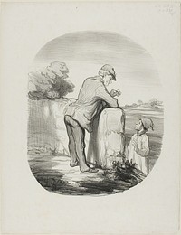 “- Tell me, mayor, what are communists? - You know, Pierre, communists are people who want to have everything in common with every Frenchman: the money, the work, and the land. - Well, in my opinion there is one thing they seem to be lacking: common sense,” plate 42 from Tout Ce Qu'on Voudra by Honoré-Victorin Daumier