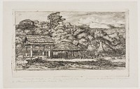 Native Barns and Huts at Akaroa, Banks' Peninsula, 1845 by Charles Meryon
