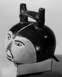 Vessel in the Form of a Severed Trophy Head by Nazca