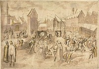 Street Scene by Denijs van Alsloot