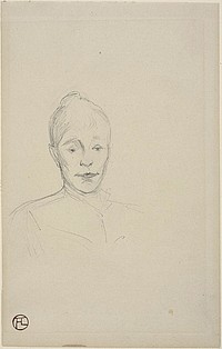 Study: Face of Woman with High Collar by Henri de Toulouse-Lautrec