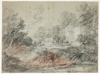 Landscape with Buildings by a Stream by Thomas Gainsborough