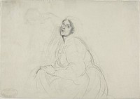 Seated Woman, and Sketch of Figure Bending Over by Alfred Dehodencq