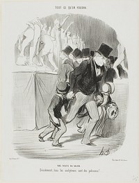A Visit to the Salon. Obviously all the sculptors are a naughty bunch, plate 1 from Tout Ce Qu'on Voudra by Honoré-Victorin Daumier