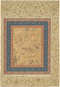 European Banquet Scene (or The Marriage Feast at Cana?) by Mughal