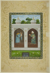 Album Page with Two Sheikhs by Mughal