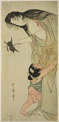 Yamauba Holding Chestnuts while Kintaro Reaches for Them by Kitagawa Utamaro