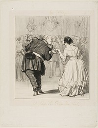 He delights in the ball, plate 10 from Les Banqueteurs by Honoré-Victorin Daumier