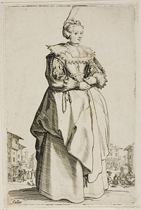 The Lady with the Small Raised Cap, plate one from La Noblesse by Jacques Callot