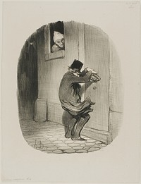 Past Midnight, plate 19 from Locataires et Propriétaires by Honoré-Victorin Daumier