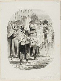 The Disadvantage of Buying a Newspaper That is Publishing the News Twelve Hours Before the others. “- How come I buy your paper and cannot find the news of today? - Sir, today's news was in yesterday's paper,” plate 139 from Actualités by Honoré-Victorin Daumier