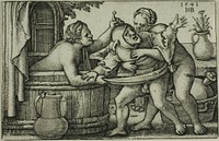 Buffoon and Two Bathing Women by Hans Sebald Beham