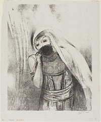 She Draws From Her Bosom a Sponge, Perfectly Black, and Covers it With Kisses, plate 8 of 24 by Odilon Redon