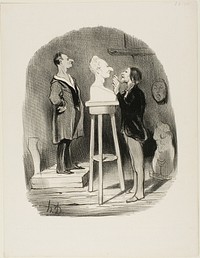 Monsieur Filochard, ex shopkeeper, retired, feels the need of passing on his bust in marble to even remotest posterity, plate 68 from Les Bons bourgeois by Honoré-Victorin Daumier