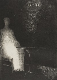 I Continued to Gaze on the Chair, and Fancied I saw on It a Pale Blue Misty Outline of a Human Figure, plate 1 of 6 by Odilon Redon