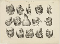 Masks of 1831, plate 143 from La Caricature by Honoré-Victorin Daumier