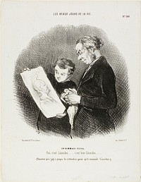 “Yes, it is Leonidas...... No Question, it is Leonidas!” (The happy father deems it appropriate to be moved by recognizing Leonidas), plate 100 from Les Beaux Jours De La Vie by Honoré-Victorin Daumier