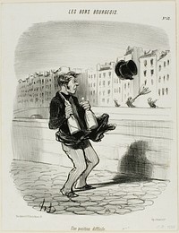 An Awkward Situation, plate 52 from Les Bons Bourgeois by Honoré-Victorin Daumier