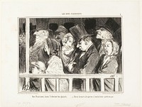 Parisians looking forward to some fun. Queuing up for two hours in front of any theater in town, plate 1 from Les Bons Parisiens by Honoré-Victorin Daumier