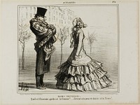 The New Fashion. Which is the man, which is the woman?... make your guess if you can and choose if you dare, plate 270 from Actualités by Honoré-Victorin Daumier