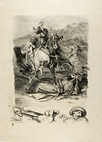 Combat Between Giaour and the Pasha by Eugène Delacroix