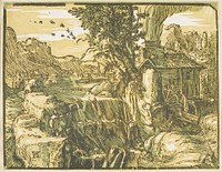 Landscape with a Waterfall, from Four Small Landscapes by Hendrick Goltzius