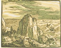 Cliff on a Seashore, from Four Small Landscapes by Hendrick Goltzius