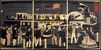 American Steam Train Travel by Utagawa Yoshikazu
