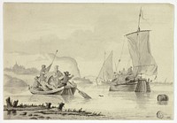 River Scene with Boats by Unknown artist