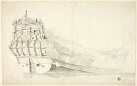 Dutch Ship with Ornamental Prow Seen from Starboard Quarter by Willem van de Velde, I