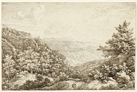 Landscape with Wooded Hills, Seated Figure by Nicolaes Emmanuel Perij