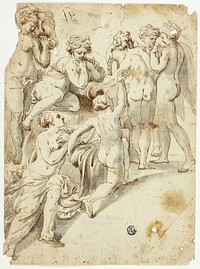 Nymphs Bathing by Giulio Testone