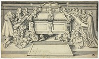 Design for Epitaph: Family Members Kneeling Before Tomb by Hans Holbein, the younger