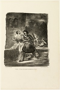 Mephistopheles and Faust Fleeing After the Duel, from Faust by Eugène Delacroix