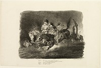 Faust and Mephistopheles Galloping Through the Night of the Witches' Sabbath, from Faust by Eugène Delacroix