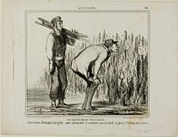 The Worries of a Wine Grower. “- We escaped the frost..... all we now have to worry about is the sun, the rain, the vine-mildew and all the rest...,” plate 397 from Actualités by Honoré-Victorin Daumier