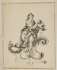 Woman Seated on Rococo Scroll by Unknown artist