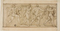 Frieze of Satyrs Wearing Lion Skins and Playing Pipes by Lambert Lombard