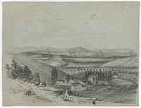 Panoramic View of a Railroad Bridge and City by Unknown artist (Unknown Amateur)