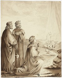 The Three Magi Pointing to the Star of Bethlehem