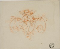 Decorative Scrolls with Two Amoretti by Unknown artist