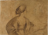 Woman in Profile, Pointing with Left Hand by Guercino
