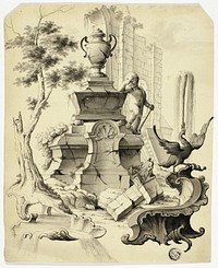 Rococo Tomb in Ruins by Unknown