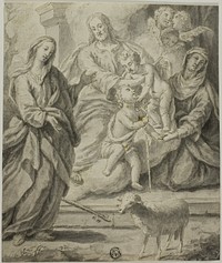 Female Saint Beholding the Holy Family and the Infant Saint John the Baptist by Unknown