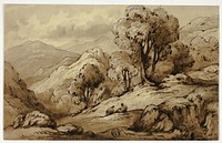 Mountainous Landscape with Two Figures in Foreground by James "Drunken" Robertson