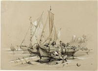 Harbor with Cutters by Eugène Blery