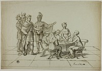 Roman Emperor Approaching Group of Women Seated at Table by Unknown artist