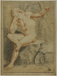 Seated Male Nude Pointing with Left Hand by Unknown artist